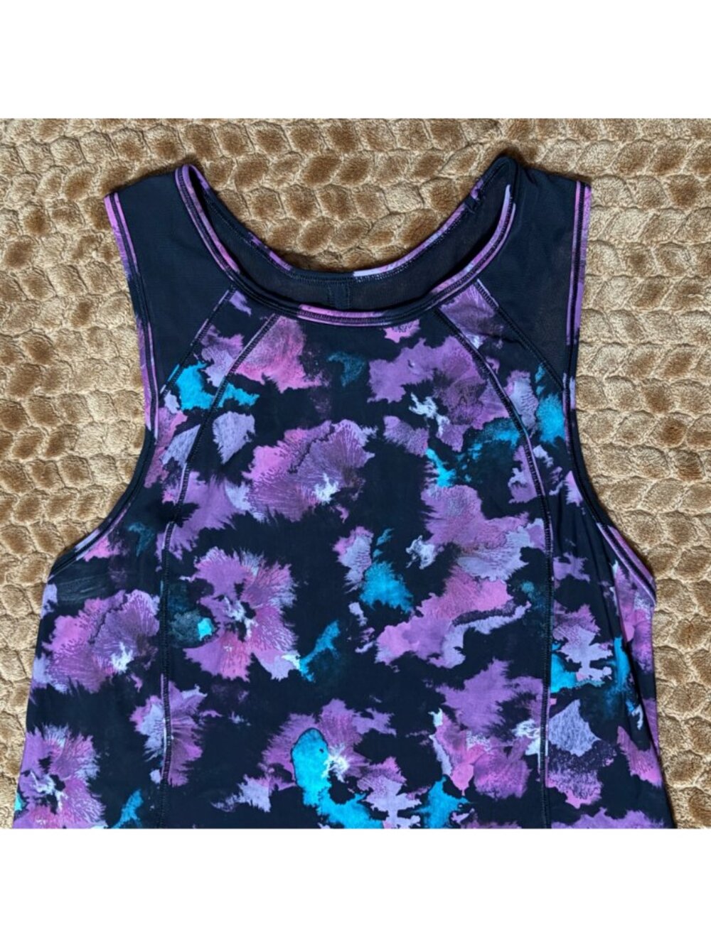 Lululemon Sculpt Tank Top UPF 50+ Running Mesh Bloom Black Fuschia Size 4 - Picture 3 of 10